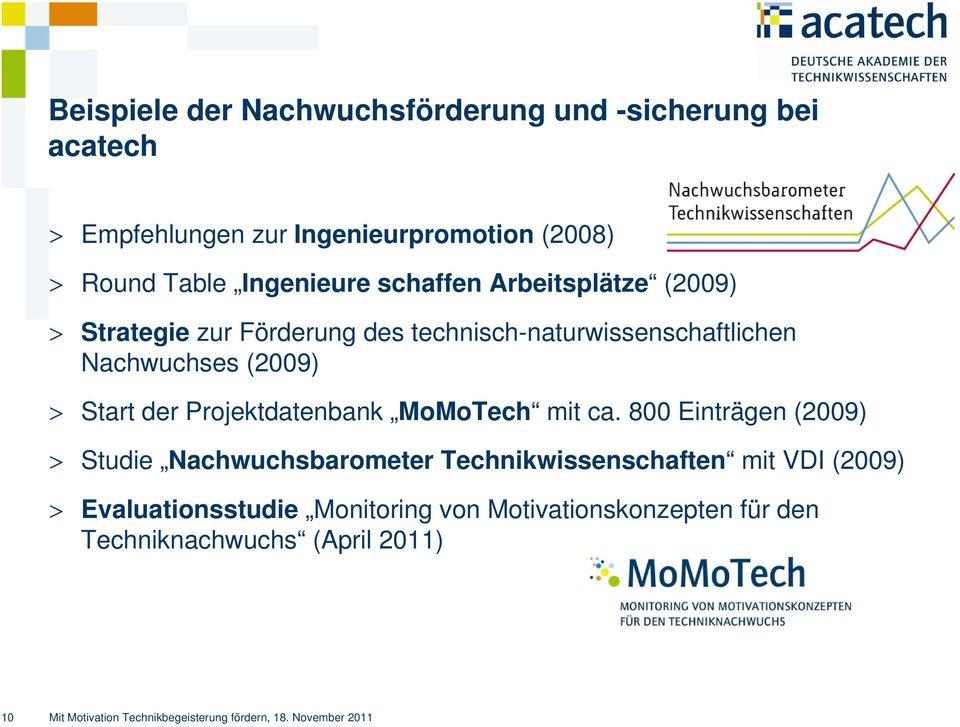 Projektdatenbank MoMoTech mit ca.