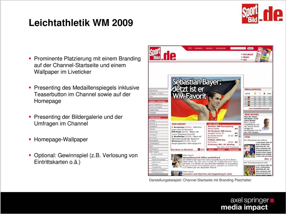 Homepage Presenting der Bildergalerie und der Umfragen im Channel Homepage-Wallpaper Optional: