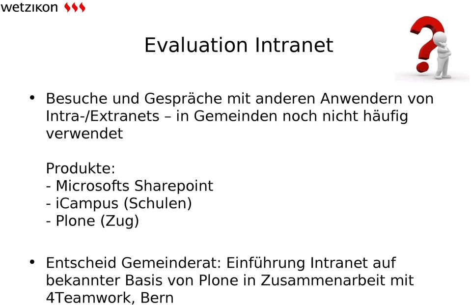 Microsofts Sharepoint - icampus (Schulen) - Plone (Zug) Entscheid