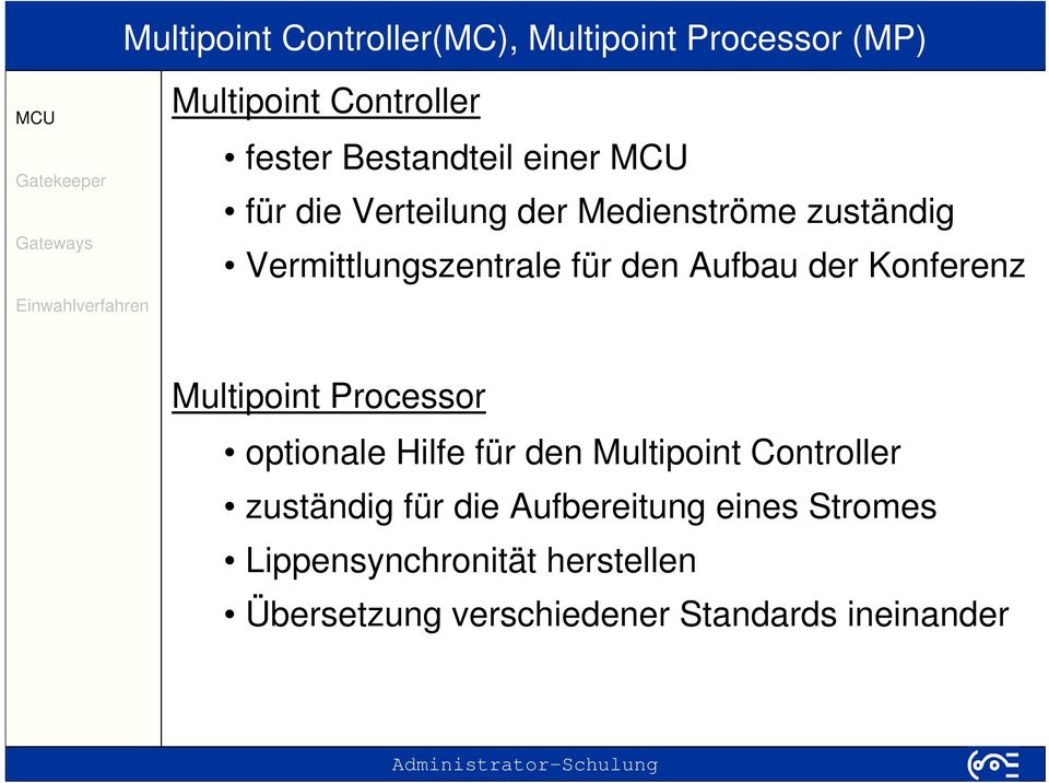 Konferenz Multipoint Processor optionale Hilfe für den Multipoint Controller zuständig für die