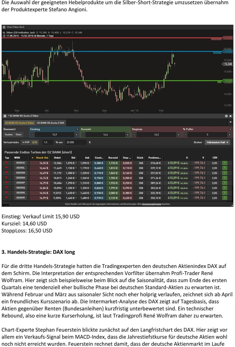 Handels-Strategie: DAX long Für die dritte Handels-Strategie hatten die Tradingexperten den deutschen Aktienindex DAX auf dem Schirm.
