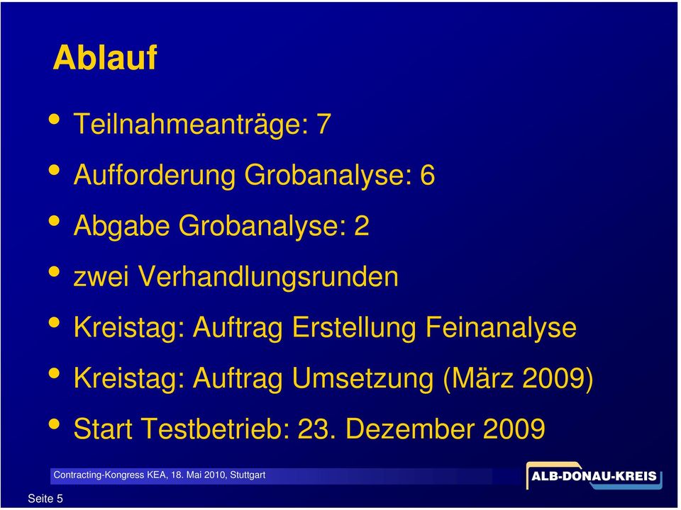 Feinanalyse Kreistag: Auftrag Umsetzung (März 2009) Start
