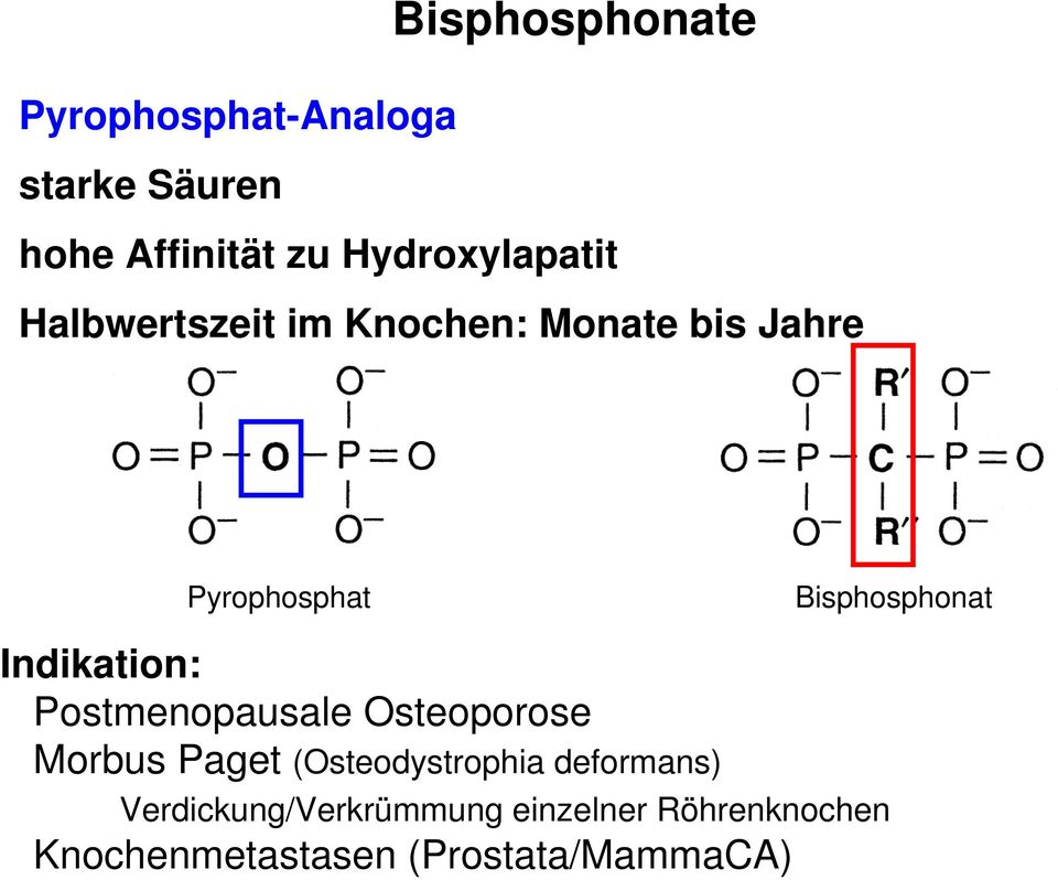 Bisphosphonat Indikation: Postmenopausale Osteoporose Morbus Paget