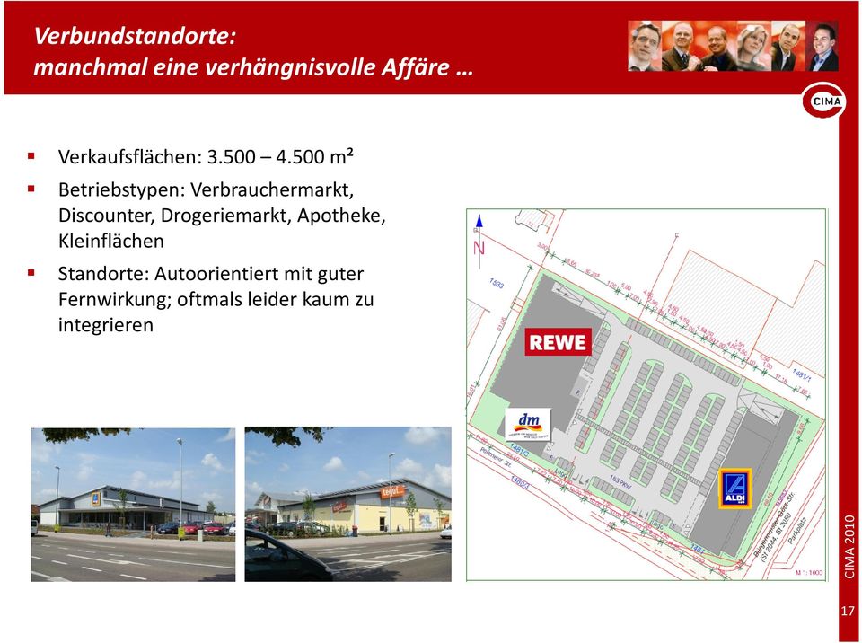 500 m² Betriebstypen: Verbrauchermarkt, Discounter, Drogeriemarkt, Apotheke,
