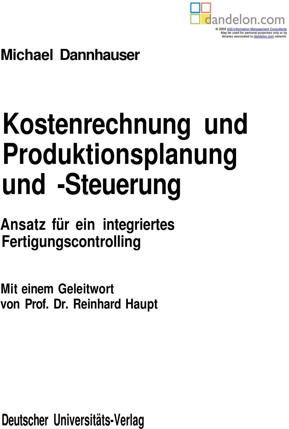 Kostenrechnung und Produktionsplanung und -Steuerung Ansatz für ein integriertes