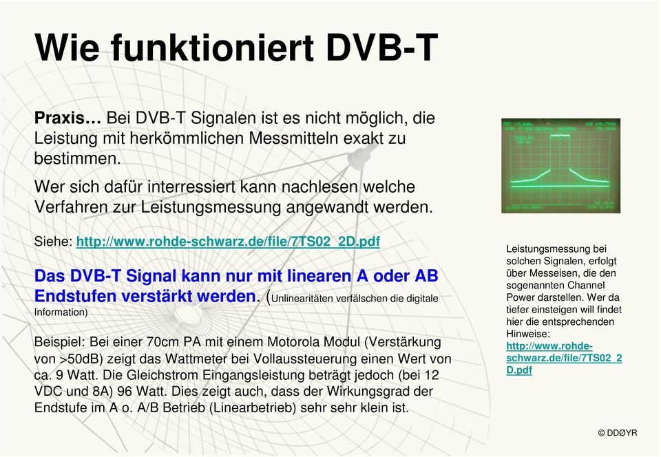 pdf Das DVB-T Signal kann nur mit linearen A oder AB Endstufen verstärkt werden.