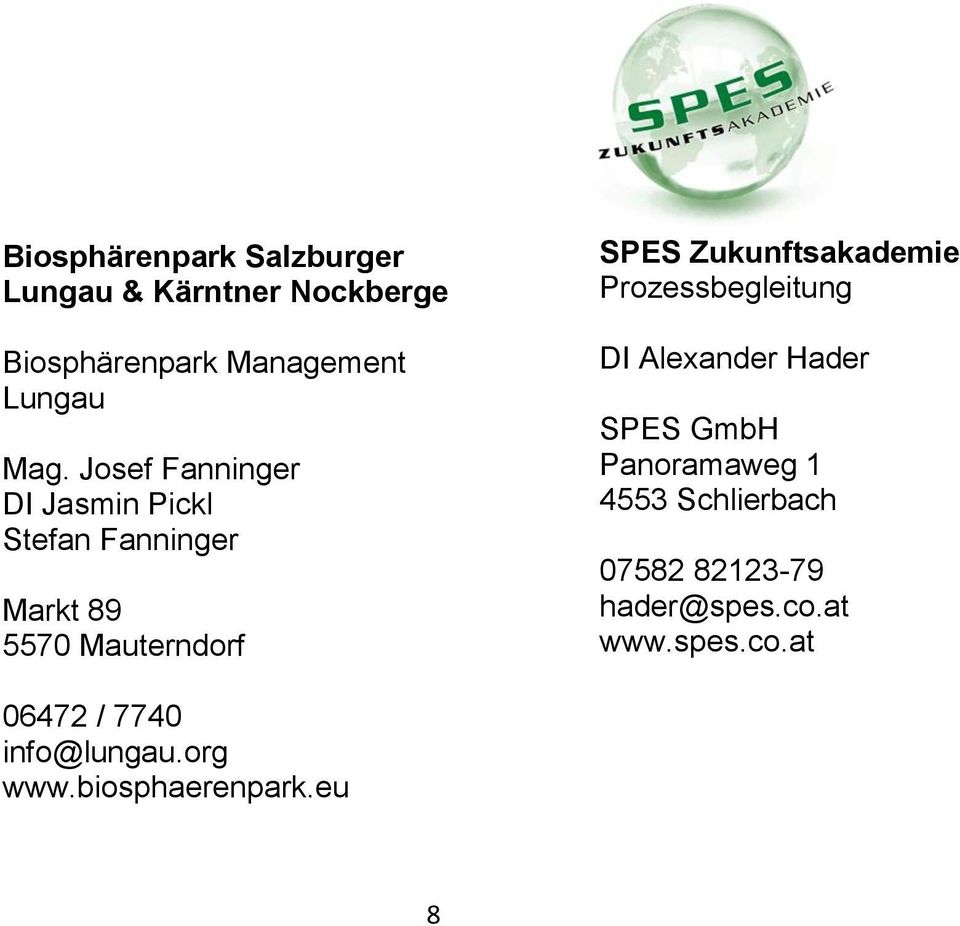 Zukunftsakademie Prozessbegleitung DI Alexander Hader SPES GmbH Panoramaweg 1 4553