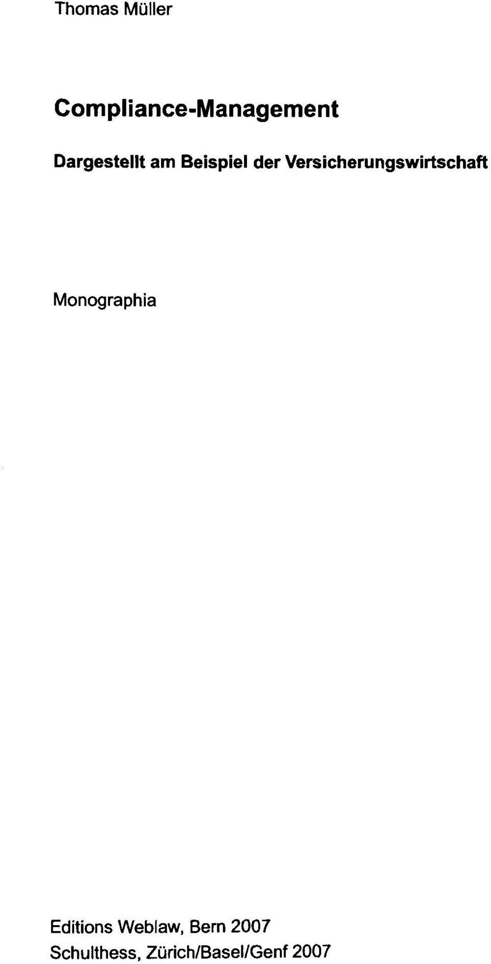 Versicherungswirtschaft Monographia