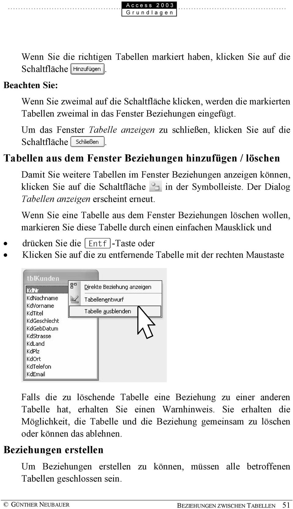 Um das Fenster Tabelle anzeigen zu schließen, klicken Sie auf die Schaltfläche.