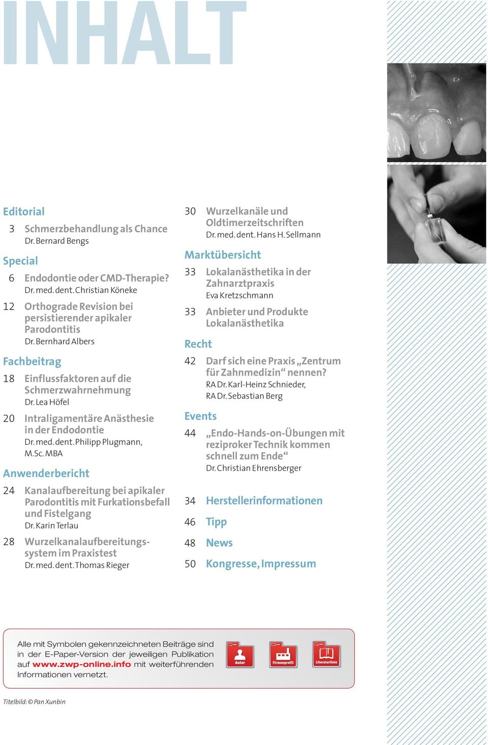 Lea Höfel 20 Intraligamentäre Anästhesie in der Endodontie Dr. med. dent. Philipp Plugmann, M.Sc.