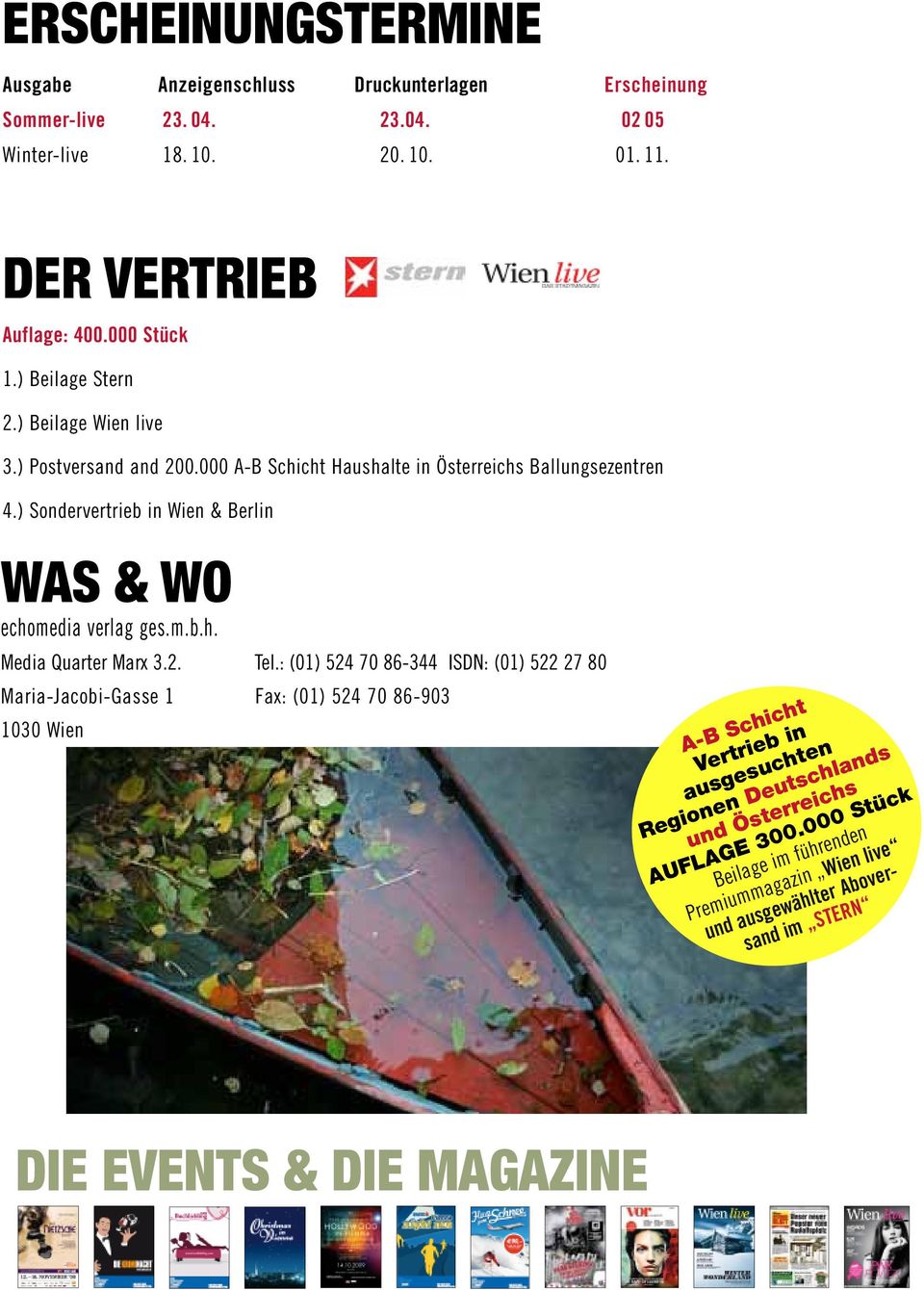 ) Sondervertrieb in Wien & Berlin WAS & WO echomedia verlag ges.m.b.h. Media Quarter Marx 3.2. Tel.