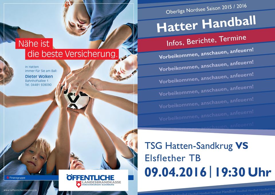 Berichte, Termine TSG Hatten-Sandkrug VS Elsflether TB 09.04.2016 19:30 Uhr www.