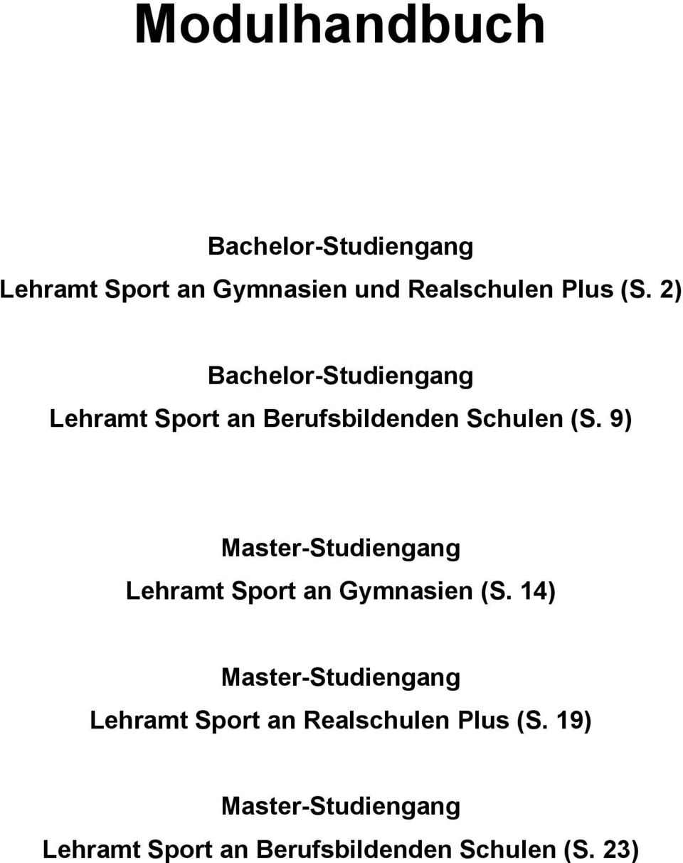 9) Master-Studiengang Lehramt Sport an Gymnasien (S.
