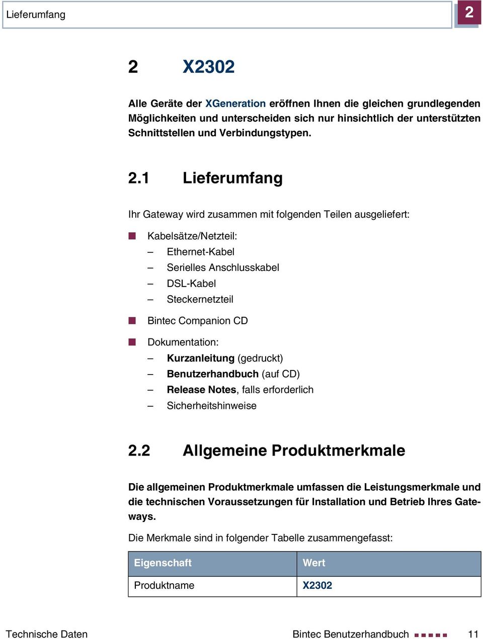 1 Lieferumfang Ihr Gateway wird zusammen mit folgenden Teilen ausgeliefert: Kabelsätze/Netzteil: Ethernet-Kabel Serielles Anschlusskabel DSL-Kabel Steckernetzteil Bintec Companion CD Dokumentation: