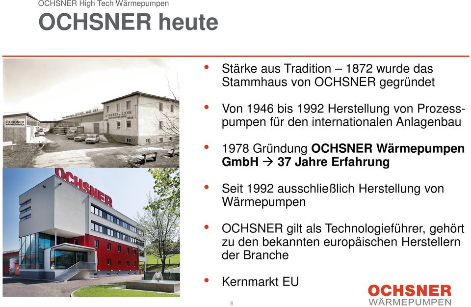 Wärmepumpen GmbH 37 Jahre Erfahrung Seit 1992 ausschließlich Herstellung von Wärmepumpen OCHSNER