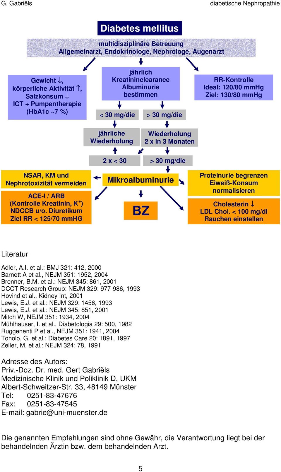 ACE-I / ARB (Kontrolle Kreatinin, K + ) NDCCB u/o. Diuretikum Ziel RR < 12/7 mmhg 2 x < mg/die > mg/die Mikroalbuminurie BZ Proteinurie begrenzen Eiweiß-Konsum normalisieren Cholesterin LDL Chol.