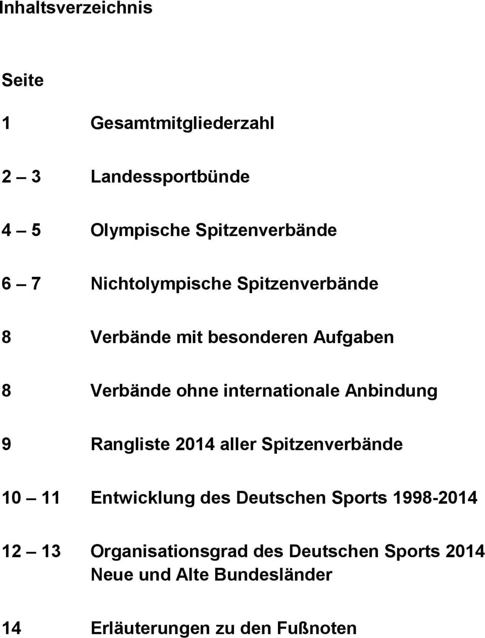 Anbindung 9 Rangliste 2014 aller Spitzenverbände 10 11 Entwicklung des Deutschen Sports 1998-2014 12