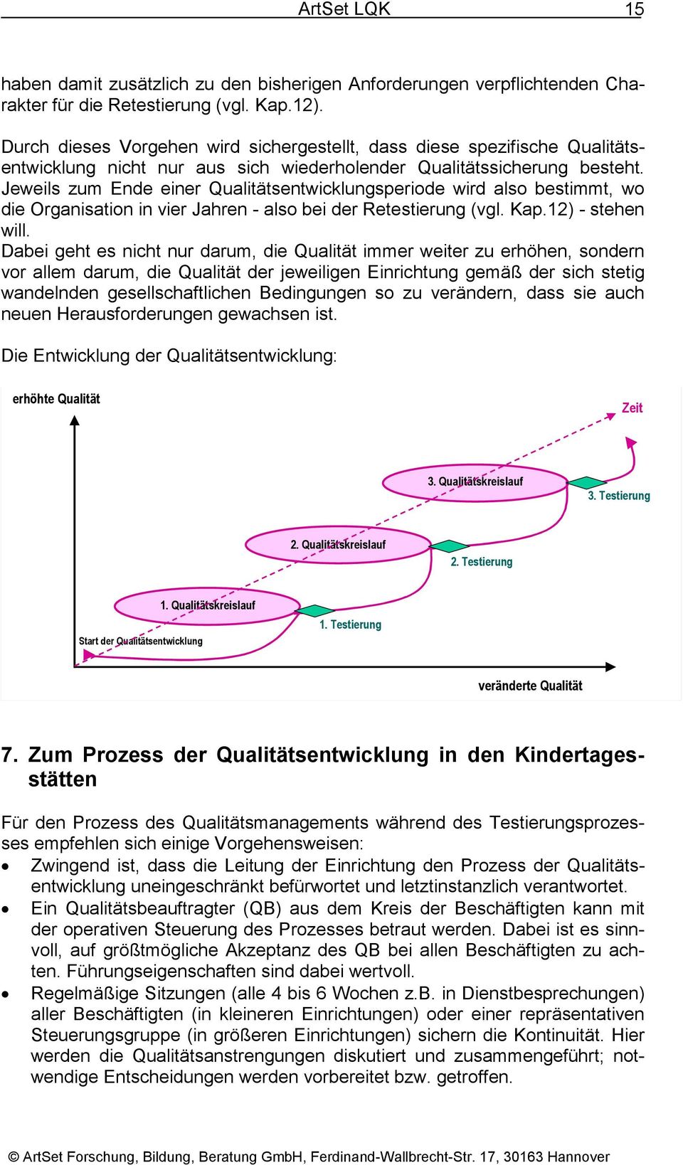 Jeweils zum Ende einer Qualitätsentwicklungsperiode wird also bestimmt, wo die Organisation in vier Jahren - also bei der Retestierung (vgl. Kap.12) - stehen will.