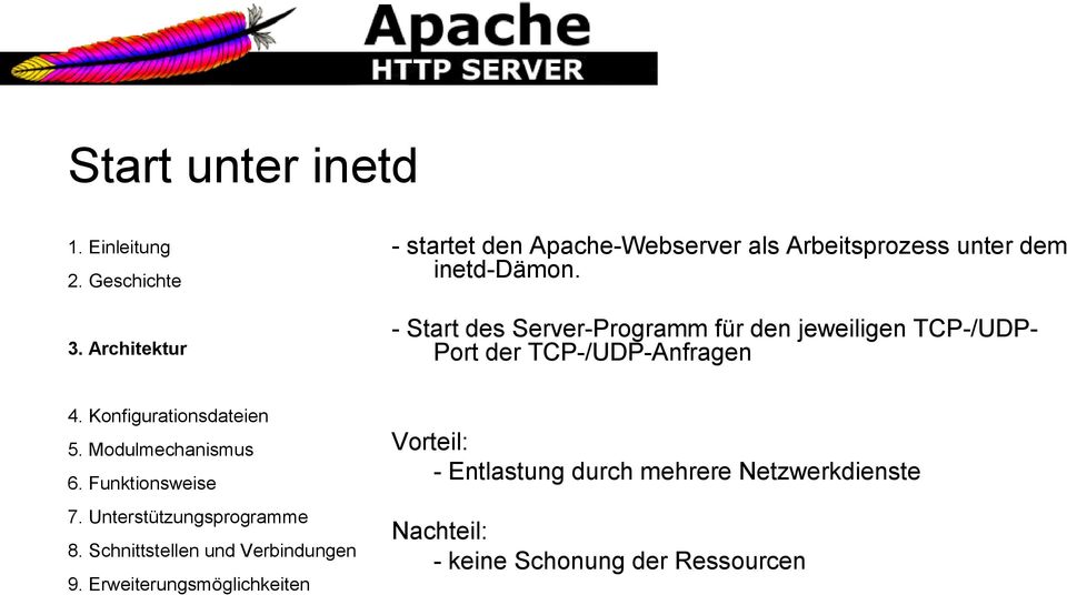 - Start des Server-Programm für den jeweiligen TCP-/UDP- Port der