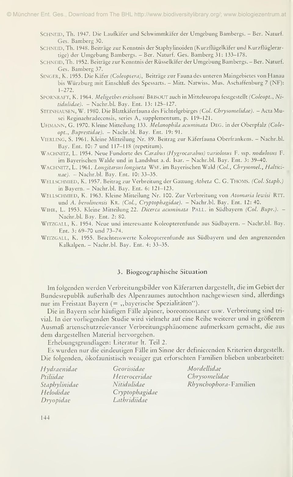 Beiträge zur Kenntnis der Rüsselkäfer der Umgebung Bambergs. -Ber. Naturf. Ges. Bamberg 37. Singer, K. 1955.