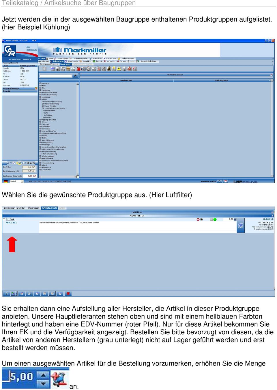 Unsere Hauptlieferanten stehen oben und sind mit einem hellblauen Farbton hinterlegt und haben eine EDV-Nummer (roter Pfeil).