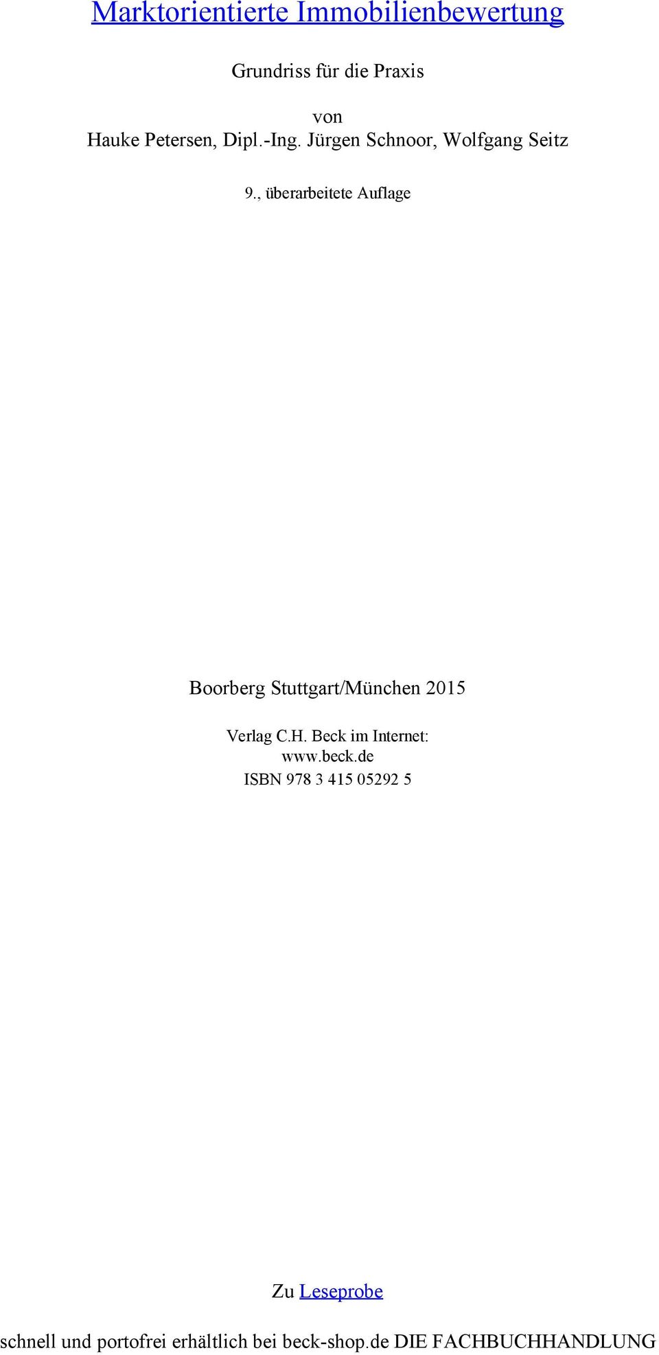 , überarbeitete Auflage Boorberg Stuttgart/München 2015 Verlag C.H.