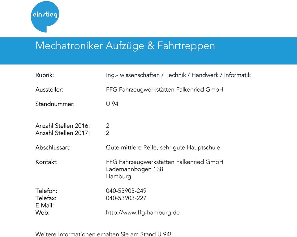 FFG Fahrzeugwerkstätten Falkenried GmbH Lademannbogen 138 Telefon: 040-53903-249 Telefax: