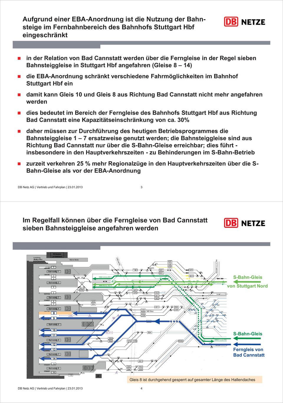 Cannstatt nicht mehr angefahren werden dies bedeutet im Bereich der Ferngleise des Bahnhofs Stuttgart Hbf aus Richtung Bad Cannstatt eine Kapazitätseinschränkung von ca.