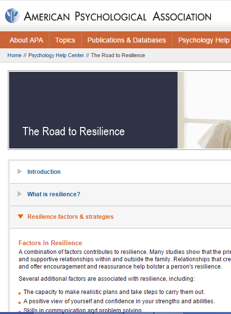 Von der Forschung zur Praxis APA: The Road to Resilience 1) Soziale Kontakte aufbauen 2) Krisen nicht als unüberwindliches Problem betrachten 3) Akzeptieren, dass Änderungen ein Teil des Lebens sind