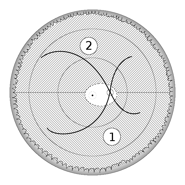 Abbildung mit einer Schraffierung schematisch skizziert. Abbildung 2: Panretinal gelaserter Augenhintergrund.