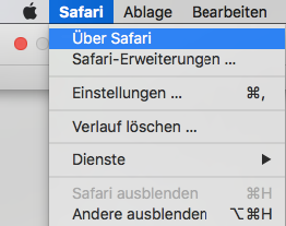 Apple Safari Klicken Sie auf das Menü Safari