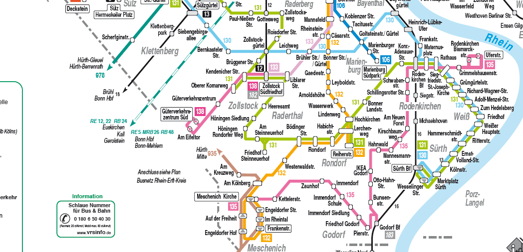 Konzeption zur Einführung von Elektrobussen im Kölner Süden < Existierende Ladestationen Existierende E-Bus-Linie Linie 130 Linie 131