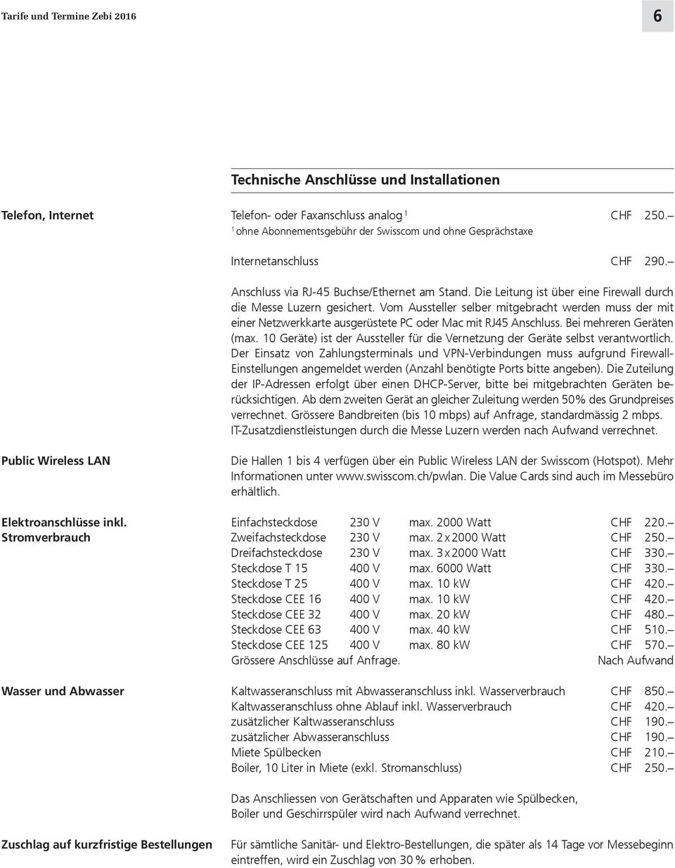 Die Leitung ist über eine Firewall durch die Messe Luzern gesichert. Vom Aussteller selber mitgebracht werden muss der mit einer Netzwerkkarte ausgerüstete PC oder Mac mit RJ45 Anschluss.