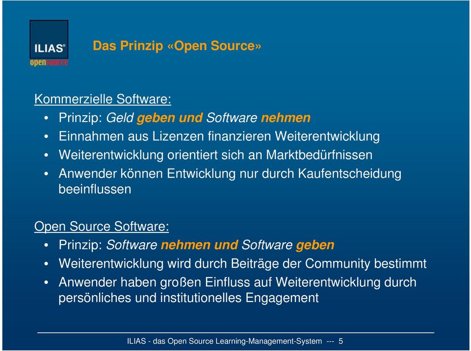 beeinflussen Open Source Software: Prinzip: Software nehmen und Software geben Weiterentwicklung wird durch Beiträge der Community