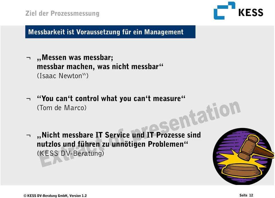 t control what you can t measure (Tom de Marco) Nicht messbare IT Service und