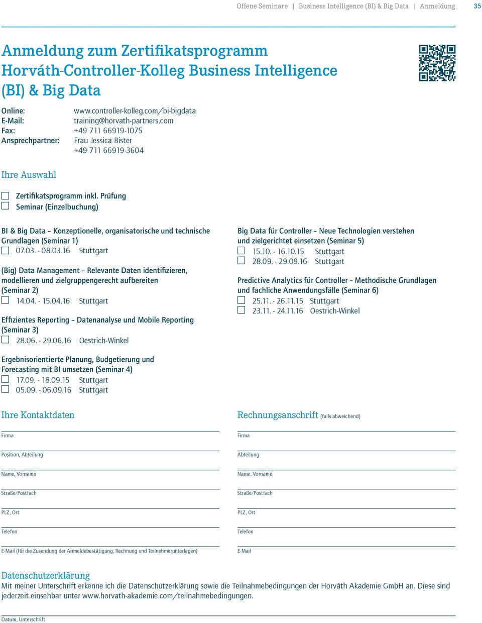 Prüfung Seminar (Einzelbuchung) BI & Big Data Konzeptionelle, organisatorische und technische Grundlagen (Seminar 1) 07.03.