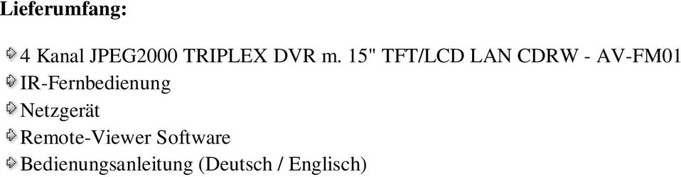 15" TFT/LCD LAN CDRW - AV-FM01