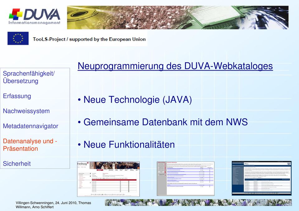 Neuprogrammierung des DUVA-Webkataloges Neue Technologie