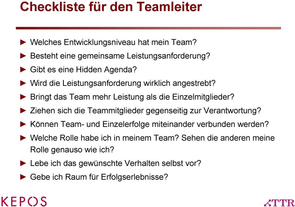 Ziehen sich die Teammitglieder gegenseitig zur Verantwortung? Können Team- und Einzelerfolge miteinander verbunden werden?