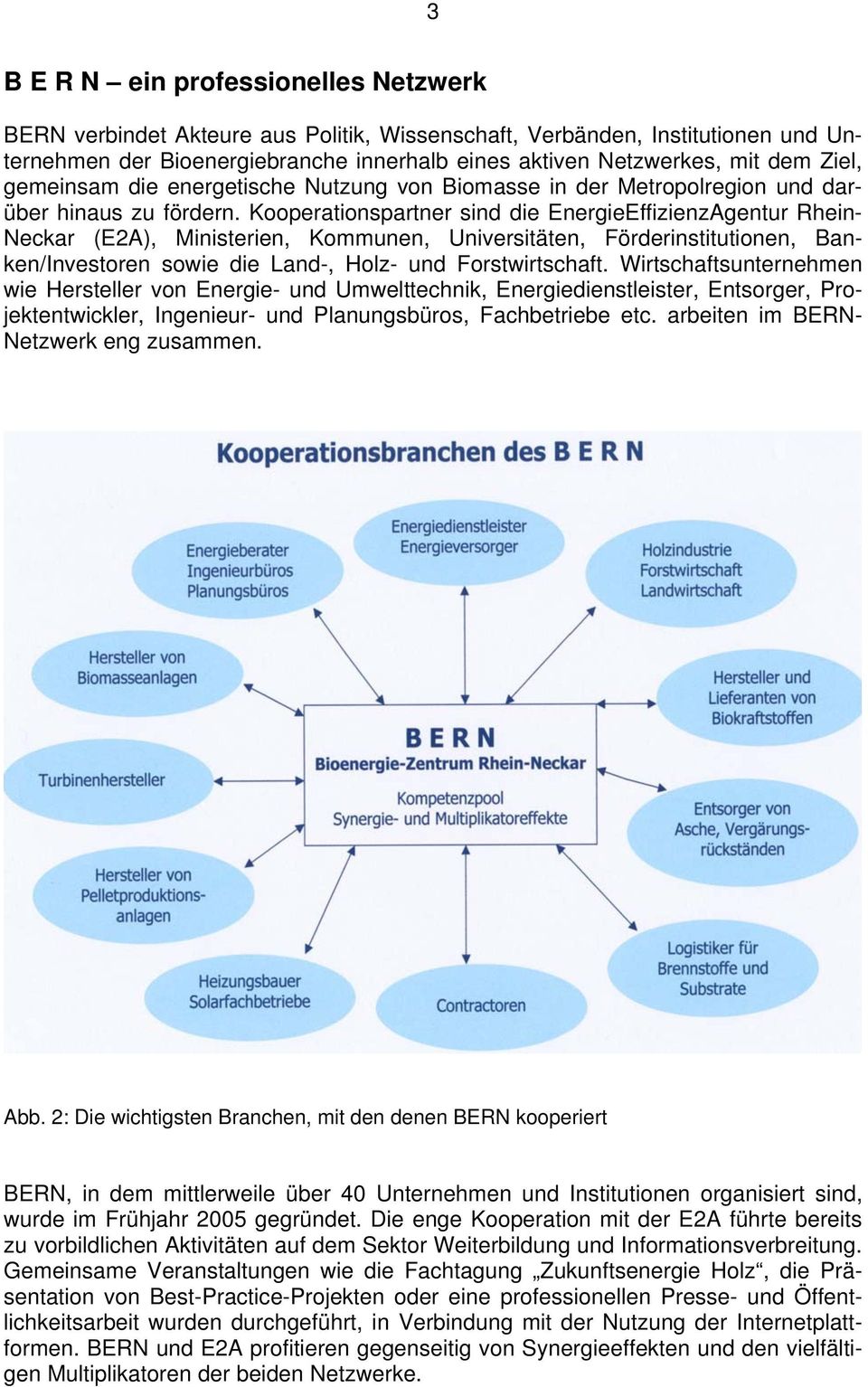 Kooperationspartner sind die EnergieEffizienzAgentur Rhein- Neckar (E2A), Ministerien, Kommunen, Universitäten, Förderinstitutionen, Banken/Investoren sowie die Land-, Holz- und Forstwirtschaft.