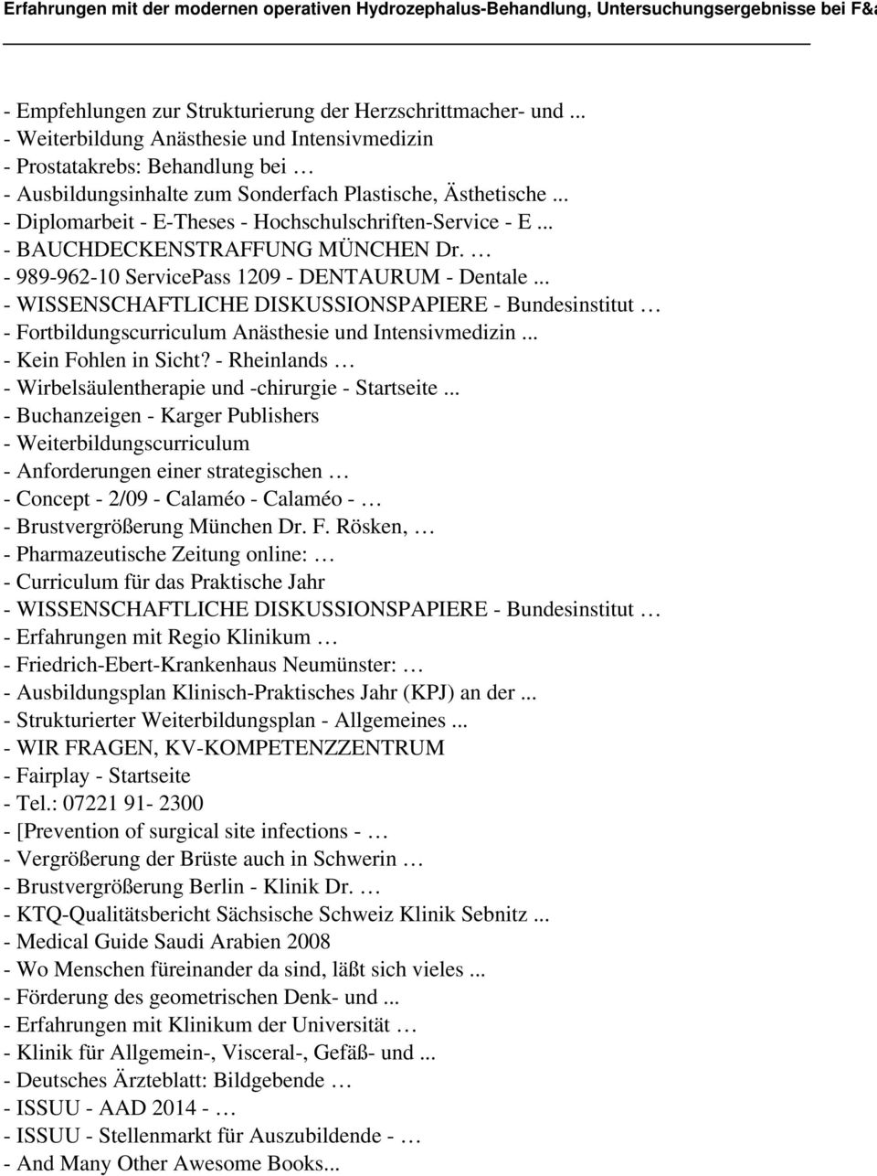 .. - Diplomarbeit - E-Theses - Hochschulschriften-Service - E... - BAUCHDECKENSTRAFFUNG MÜNCHEN Dr. - 989-962-10 ServicePass 1209 - DENTAURUM - Dentale.