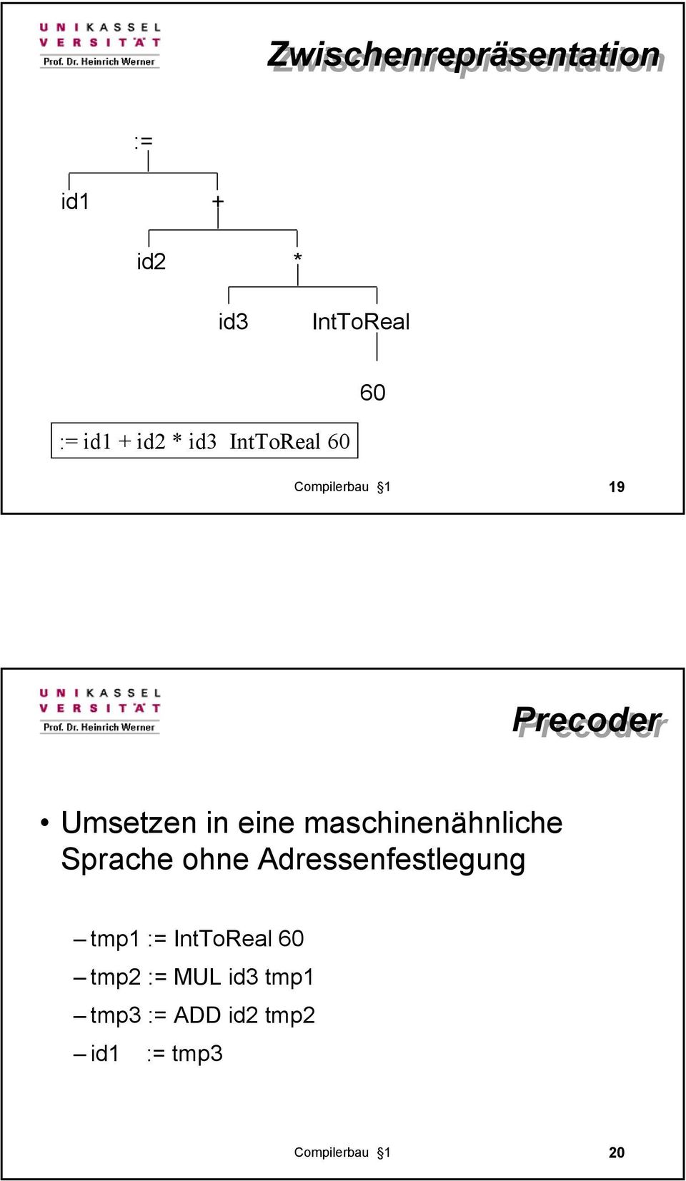 maschinenähnliche Sprache ohne Adressenfestlegung tmp1 :=