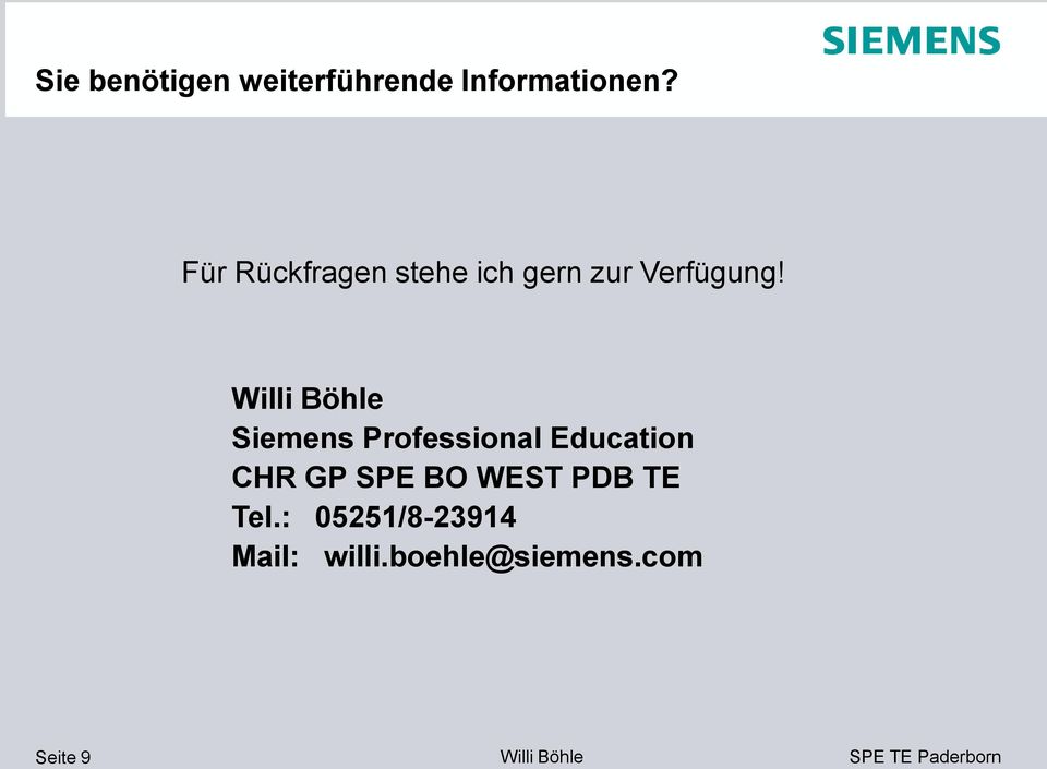 Siemens Professional Education CHR GP SPE BO WEST
