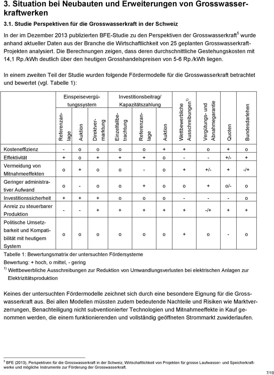 Wirtschaftlichkeit von 25 geplanten Grosswasserkraft- Projekten analysiert. Die Berechnungen zeigen, dass deren durchschnittliche Gestehungskosten mit 14,1 Rp.