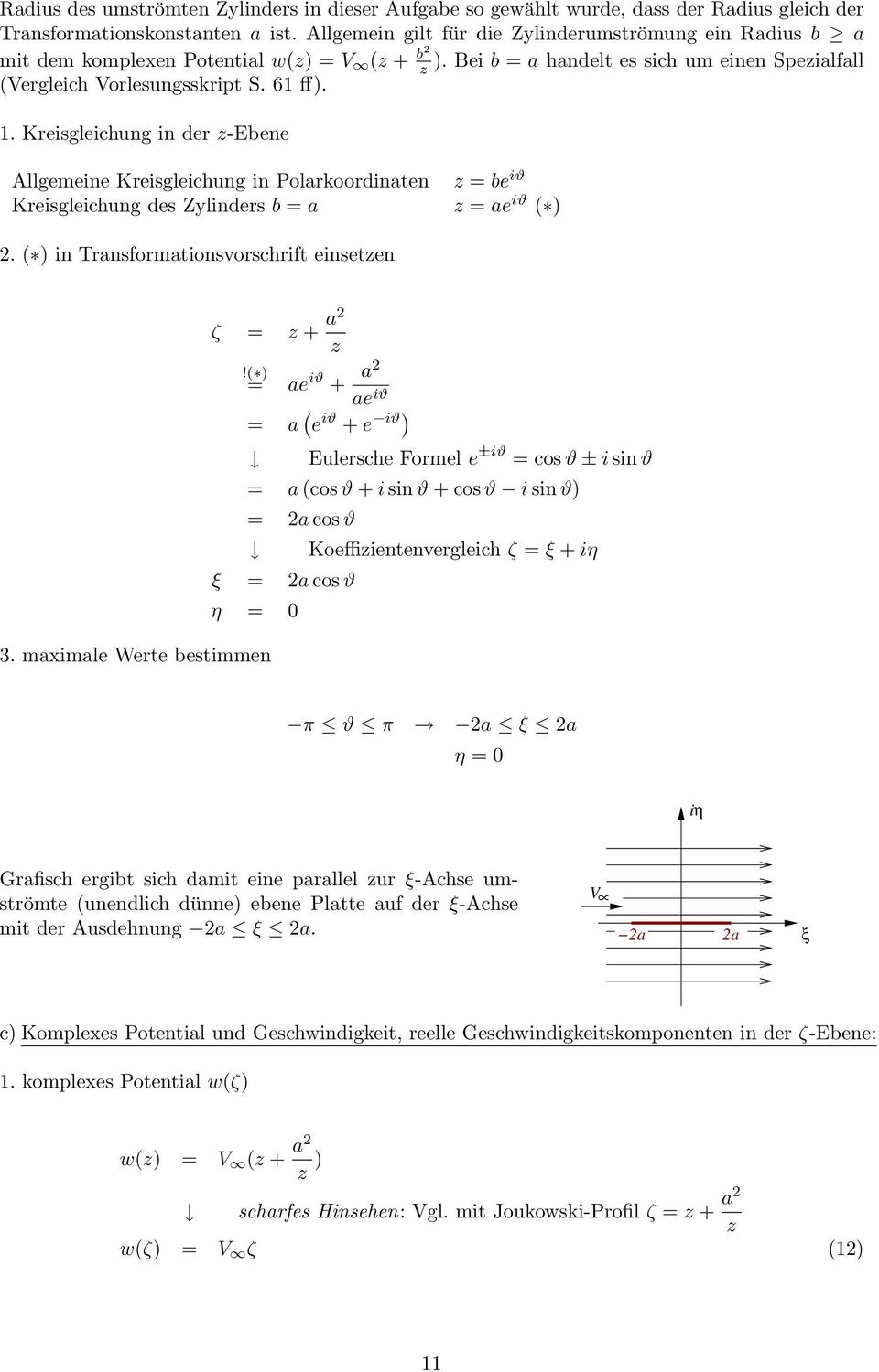 . Keisgleichung in de -Ebene Allgemeine Keisgleichung in Polakoodinaten Keisgleichung des Zylindes b = a = be iϑ = ae iϑ 2. in Tansfomationsvoschift einseten ζ = + a2!