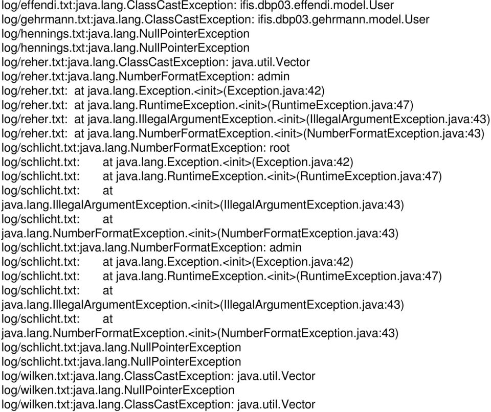 java:42) log/reher.txt: at java.lang.runtimeexception.<init>(runtimeexception.java:47) log/reher.txt: at java.lang.illegalargumentexception.<init>(illegalargumentexception.java:43) log/reher.