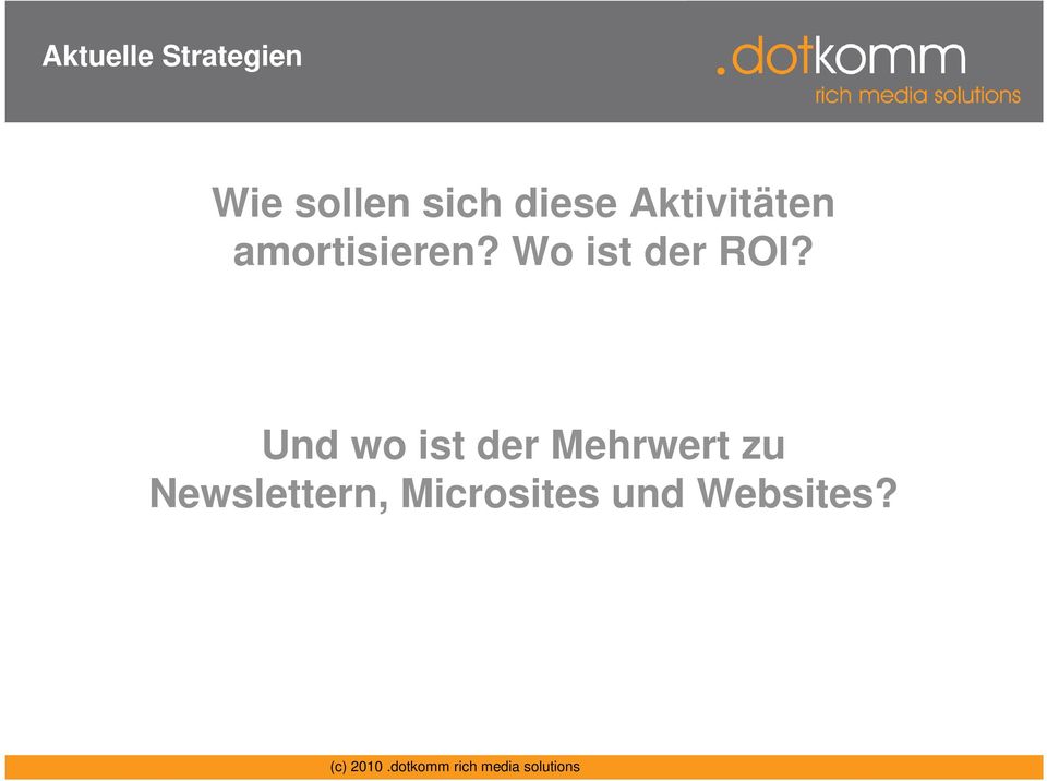 Wo ist der ROI?