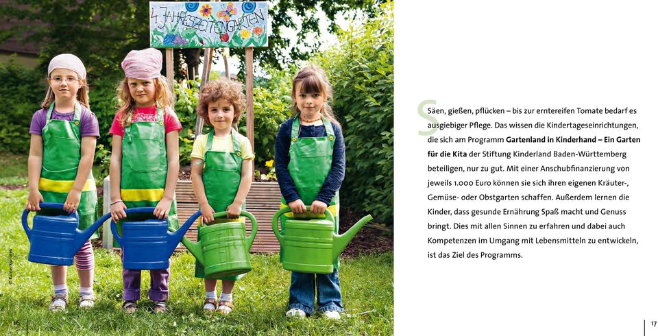 beteiligen, nur zu gut. Mit einer Anschubfinanzierung von jeweils 1.000 Euro können sie sich ihren eigenen Kräuter-, Gemüse- oder Obstgarten schaffen.