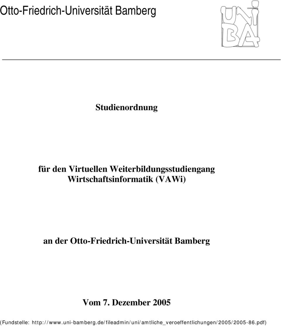 Otto-Friedrich-Universität Bamberg Vom 7.