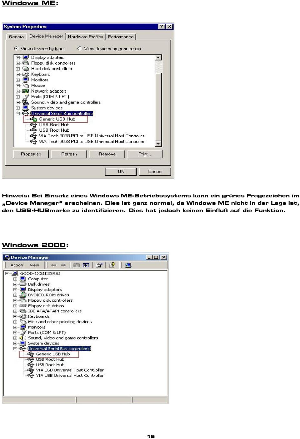 Dies ist ganz normal, da Windows ME nicht in der Lage ist, den